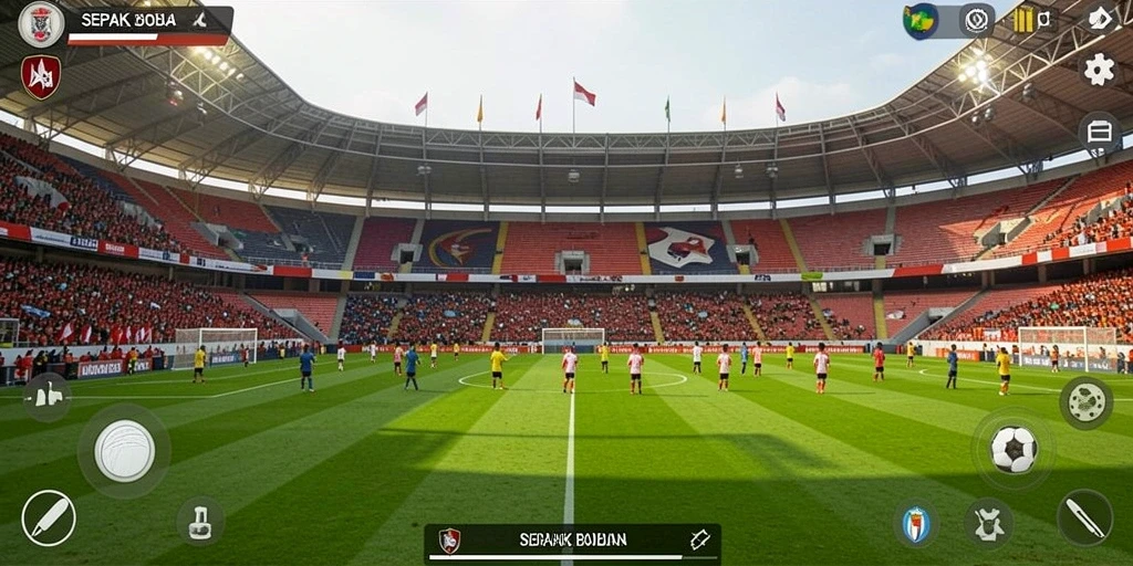 Lingkungan game yang beragam dan penuh warna.